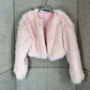 Chic Pink Faux Fur Jacket